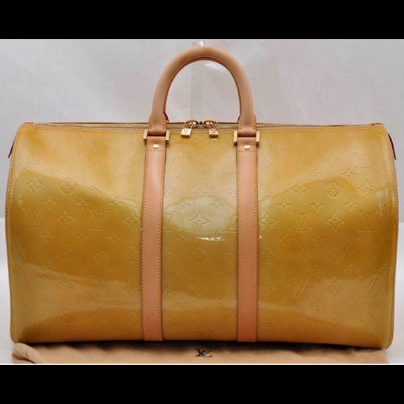 Horizon 55 patent leather travel bag Louis Vuitton Brown in Patent